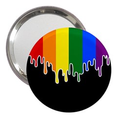 Gay Pride Flag Rainbow Drip On Black Blank Black For Designs 3  Handbag Mirrors by VernenInk