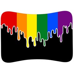 Gay Pride Flag Rainbow Drip On Black Blank Black For Designs Velour Seat Head Rest Cushion by VernenInk