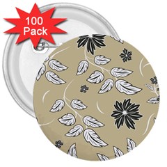 Folk Flowers Print Floral Pattern Ethnic Art 3  Buttons (100 Pack)  by Eskimos