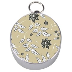 Folk Flowers Print Floral Pattern Ethnic Art Silver Compasses by Eskimos