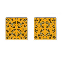 Floral Folk Damask Pattern Fantasy Flowers Floral Geometric Fantasy Cufflinks (square) by Eskimos