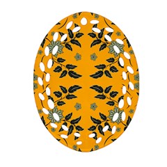 Floral Folk Damask Pattern Fantasy Flowers Floral Geometric Fantasy Oval Filigree Ornament (two Sides) by Eskimos