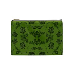 Floral Folk Damask Pattern Fantasy Flowers Floral Geometric Fantasy Cosmetic Bag (medium) by Eskimos