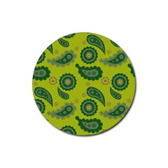 Floral Pattern Paisley Style Paisley Print  Doodle Background Rubber Round Coaster (4 Pack) by Eskimos