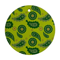 Floral Pattern Paisley Style Paisley Print  Doodle Background Round Ornament (two Sides) by Eskimos