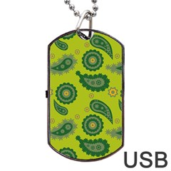 Floral pattern paisley style Paisley print. Doodle background Dog Tag USB Flash (Two Sides)