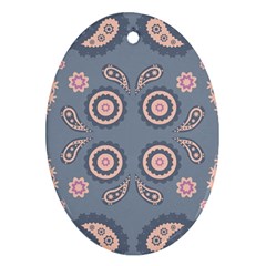 Floral Folk Damask Pattern Fantasy Flowers Floral Geometric Fantasy Ornament (oval) by Eskimos