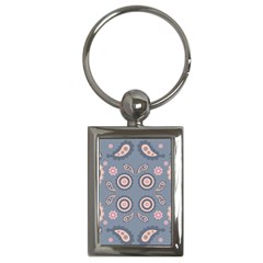 Floral Folk Damask Pattern Fantasy Flowers Floral Geometric Fantasy Key Chain (rectangle) by Eskimos