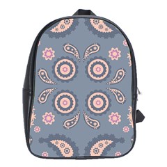 Floral Folk Damask Pattern Fantasy Flowers Floral Geometric Fantasy School Bag (xl) by Eskimos