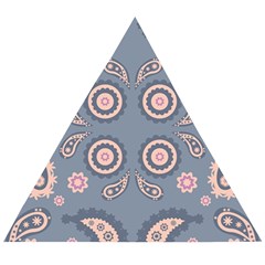 Floral Folk Damask Pattern Fantasy Flowers Floral Geometric Fantasy Wooden Puzzle Triangle by Eskimos