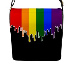 Gay Pride Flag Rainbow Drip On Black Blank Black For Designs Flap Closure Messenger Bag (l) by VernenInk