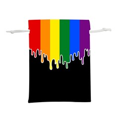 Gay Pride Flag Rainbow Drip On Black Blank Black For Designs Lightweight Drawstring Pouch (l)
