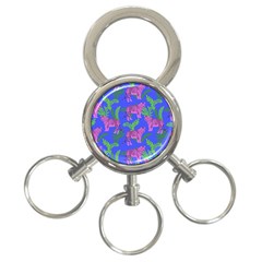 Pink Tigers On A Blue Background 3-ring Key Chain by SychEva