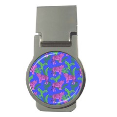Pink Tigers On A Blue Background Money Clips (round)  by SychEva