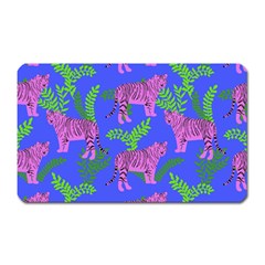 Pink Tigers On A Blue Background Magnet (rectangular) by SychEva