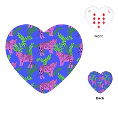Pink Tigers On A Blue Background Playing Cards Single Design (heart) by SychEva