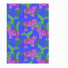 Pink Tigers On A Blue Background Large Garden Flag (two Sides) by SychEva