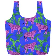 Pink Tigers On A Blue Background Full Print Recycle Bag (xxxl) by SychEva