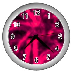 Purple Abstract Stars Wall Clock (silver) by DimitriosArt