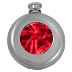 Cadmium Red Abstract Stars Round Hip Flask (5 Oz)