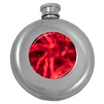 Cadmium Red Abstract Stars Round Hip Flask (5 oz) Front