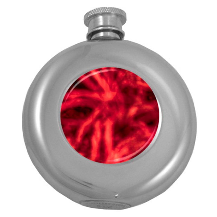 Cadmium Red Abstract Stars Round Hip Flask (5 oz)