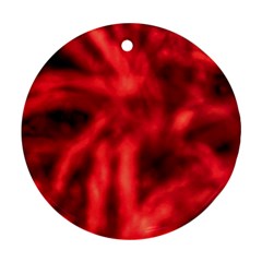 Cadmium Red Abstract Stars Round Ornament (two Sides)