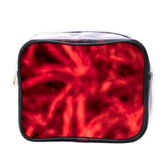 Cadmium Red Abstract Stars Mini Toiletries Bag (one Side)