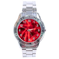 Cadmium Red Abstract Stars Stainless Steel Analogue Watch by DimitriosArt