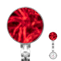 Cadmium Red Abstract Stars Stainless Steel Nurses Watch