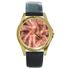 Rose Abstract Stars Round Gold Metal Watch
