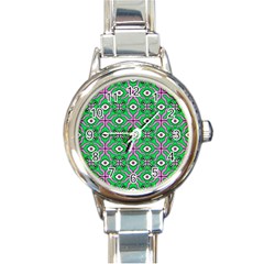 Abstract Illustration With Eyes Round Italian Charm Watch by SychEva