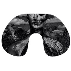 Bw Creepy Fantasy Scene Artwork Travel Neck Pillow by dflcprintsclothing