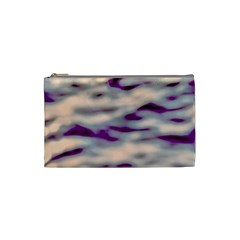 Orange  Waves Abstract Series No1 Cosmetic Bag (small) by DimitriosArt