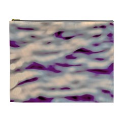 Orange  Waves Abstract Series No1 Cosmetic Bag (xl) by DimitriosArt