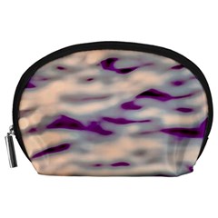 Orange  Waves Abstract Series No1 Accessory Pouch (large) by DimitriosArt