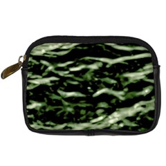 Green  Waves Abstract Series No5 Digital Camera Leather Case by DimitriosArt