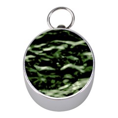 Green  Waves Abstract Series No5 Mini Silver Compasses by DimitriosArt