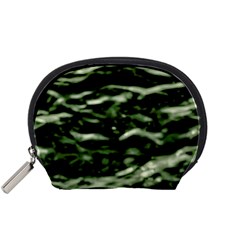 Green  Waves Abstract Series No5 Accessory Pouch (small) by DimitriosArt