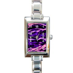 Purple  Waves Abstract Series No1 Rectangle Italian Charm Watch by DimitriosArt