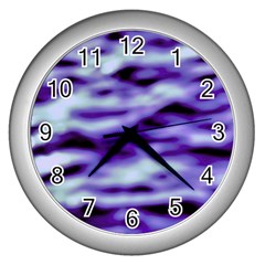 Purple  Waves Abstract Series No3 Wall Clock (silver) by DimitriosArt