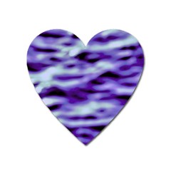 Purple  Waves Abstract Series No3 Heart Magnet by DimitriosArt