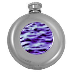 Purple  Waves Abstract Series No3 Round Hip Flask (5 Oz) by DimitriosArt