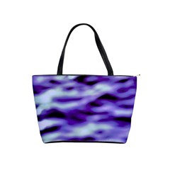 Purple  Waves Abstract Series No3 Classic Shoulder Handbag by DimitriosArt