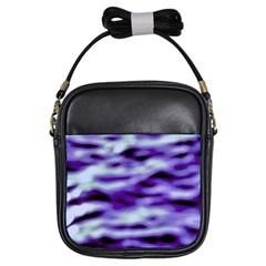 Purple  Waves Abstract Series No3 Girls Sling Bag by DimitriosArt