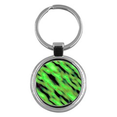 Green  Waves Abstract Series No7 Key Chain (round) by DimitriosArt