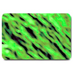 Green  Waves Abstract Series No7 Large Doormat  by DimitriosArt