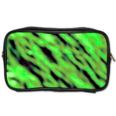 Green  Waves Abstract Series No7 Toiletries Bag (one Side) by DimitriosArt