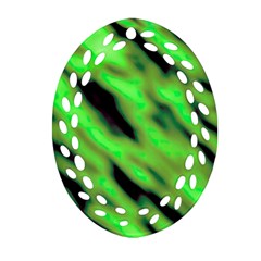 Green  Waves Abstract Series No7 Ornament (oval Filigree) by DimitriosArt