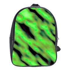 Green  Waves Abstract Series No7 School Bag (xl) by DimitriosArt